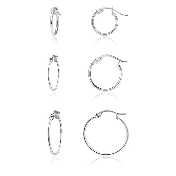 Sterling Silver 3pc. Hoop Earring Set - image 