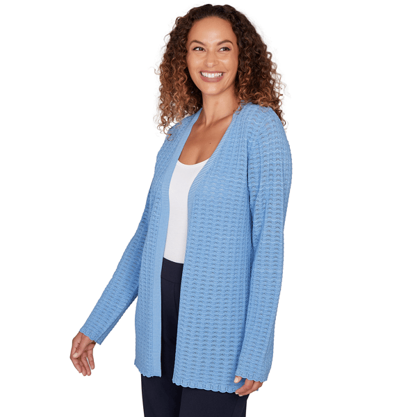 Petite Emaline Seabreeze Essence Open Front Pointelle Cardigan