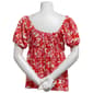 Womens BB Dakota Short Puff Sleeve Sweetheart Leaf Blouse - image 2