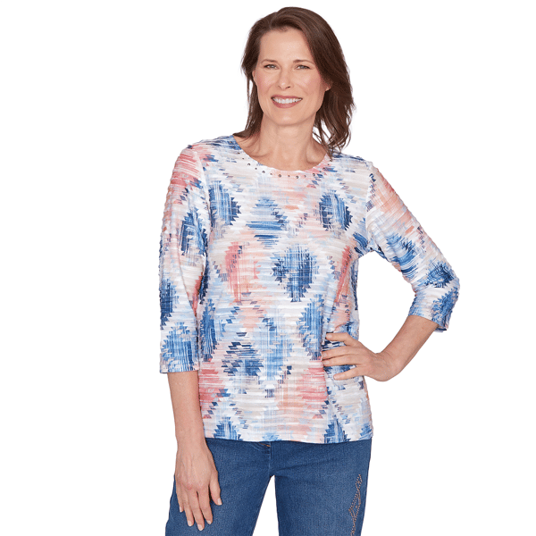 Womens Alfred Dunner Austin Aztec Diamond Blouse - image 