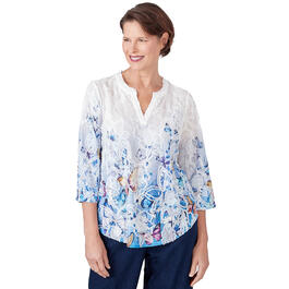 Womens Alfred Dunner In Full Bloom Butterfly Border Jacquard Top