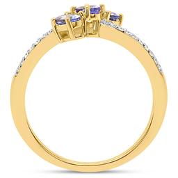 Gemstone Classics™ Oval Shape Tanzanite/White Topaz 3-Stone Ring
