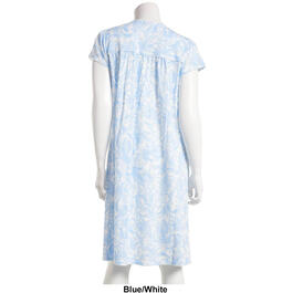 Womens Miss Elaine Short Sleeve Monotone Paisley Nightgown