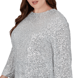 Plus Size Skye’s the Limit Icy Blue Sparkle Allover Sequin Blouse