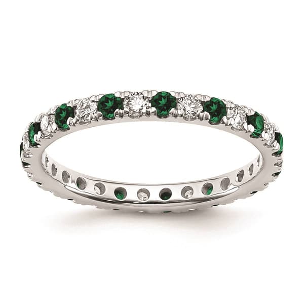 Pure Fire 14kt. White Gold Lab Created Emerald Eternity Band