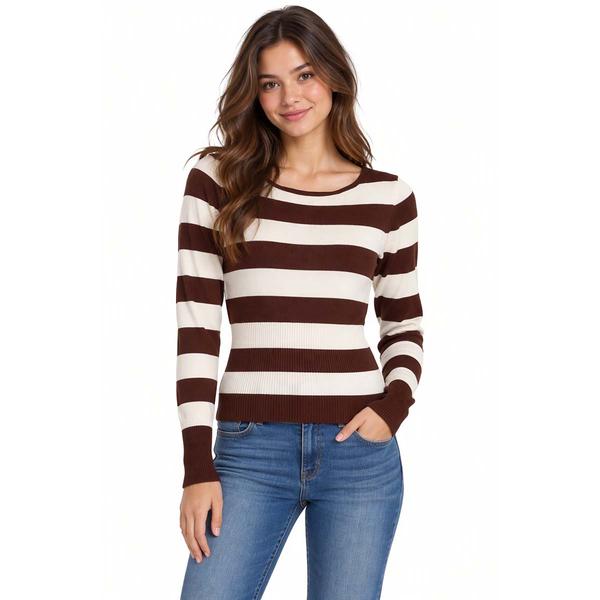 Juniors Madden Girl Boat Neck Stripe High Ribbed Sweater