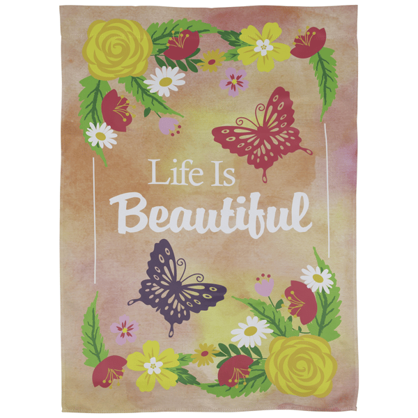Northlight Life is Beautiful Pink Floral Outdoor House Flag