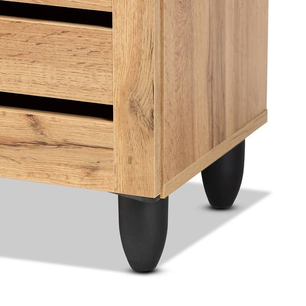 Baxton Studio Gisela Oak Brown Wood 2-Door Shoe Storage Cabinet