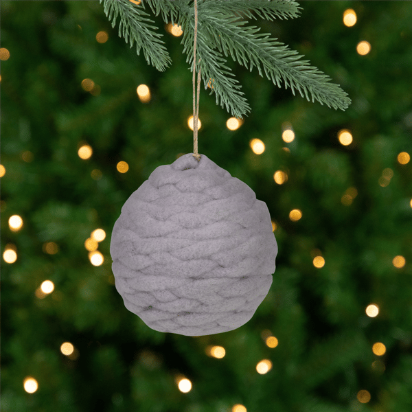 Northlight 3.25in. Grey Knit Christmas Ball Ornament - image 