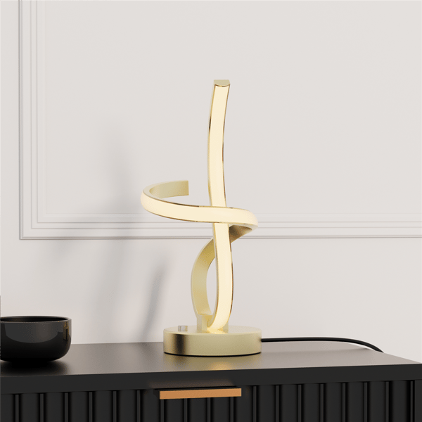 Infibrite Golden 16in. Swirl Touch Dimming LED Table Lamp