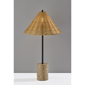 Adesso Rayne Brown Marble Base Table Lamp with Rattan Shade - image 7