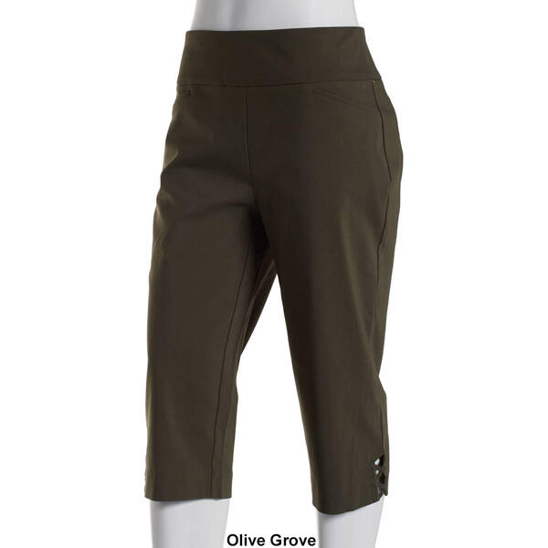 Plus Size Briggs Solid Millennium Cut-Out X Hem Capri Pants