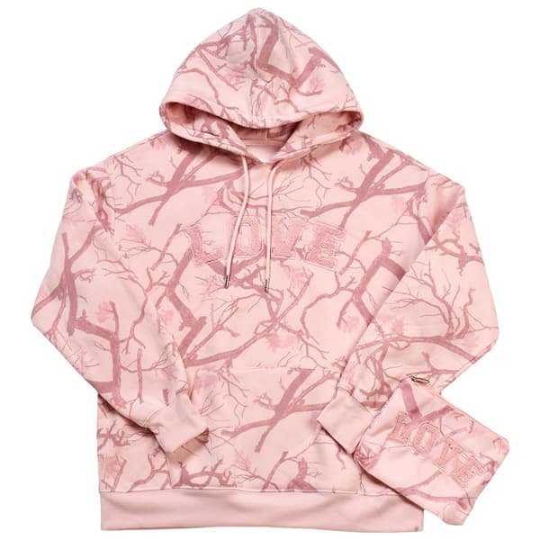Juniors No Comment Leaf Chenille Love Fleece Hoodie