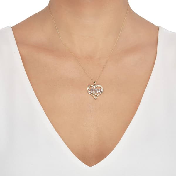 Gold Classics™ Beaded Heart with Love Pendant Necklace