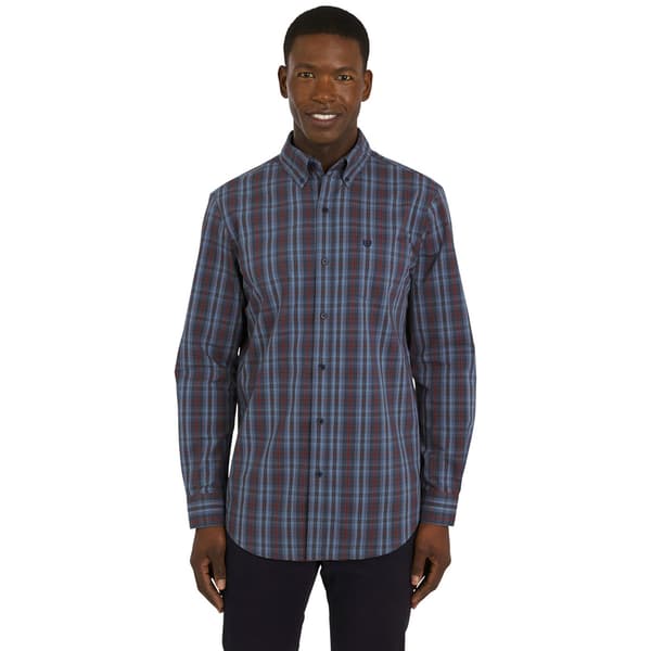 Mens Chaps Long Sleeve Plaid Button Down Shirt - Midnight Navy