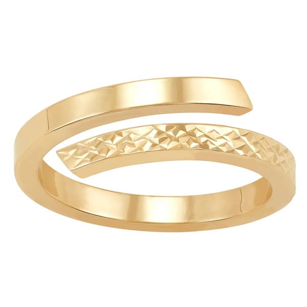 Gold Classics&#40;tm&#41; Diamond-Cut Bypass Half Plain Half Chevron Ring - image 