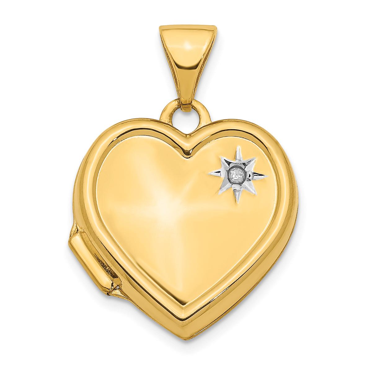Gold Classics™ 14kt. Gold Diamond 16mm Heart Locket...