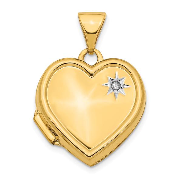 Gold Classics(tm) 14kt. Gold Diamond 16mm Heart Locket Pendant - image 