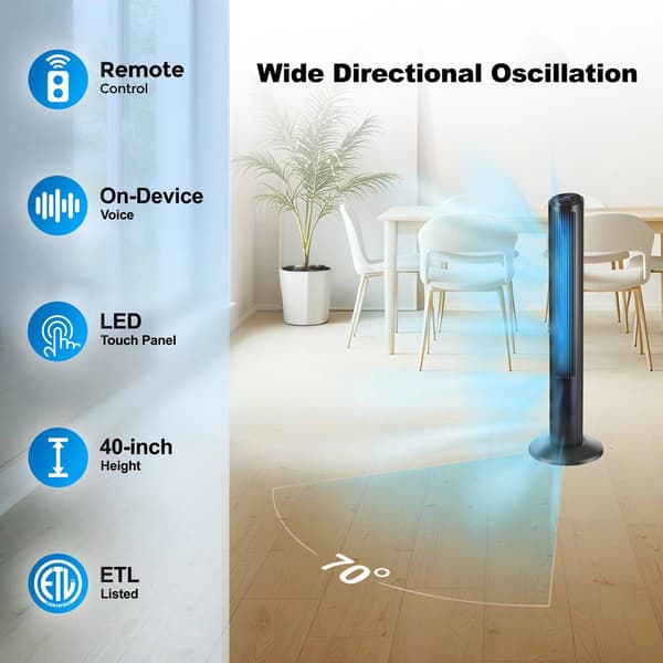 Emerson Smartvoice 40 Inch Toer Fan With Remote
