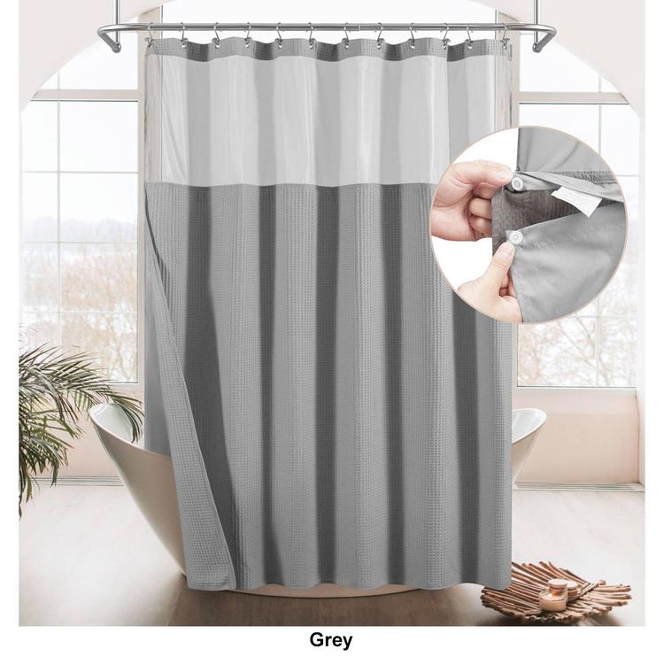 Awesome Home Cotton Blend Waffle Snap-In Liner Shower Curtain