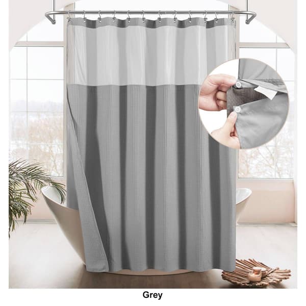 Awesome Home Cotton Blend Waffle Snap-In Liner Shower Curtain