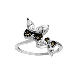Marsala Genuine Marcasite Clear Crystal Butterfly Ring