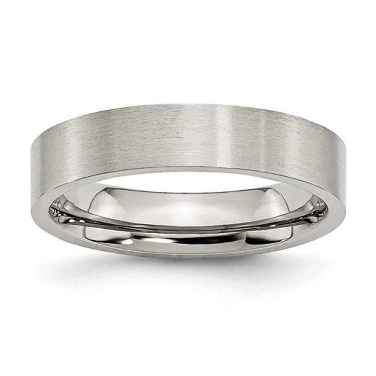 Mens Gentlemen's Classics(tm) 5mm Flat Silver Brushed Wedding Band