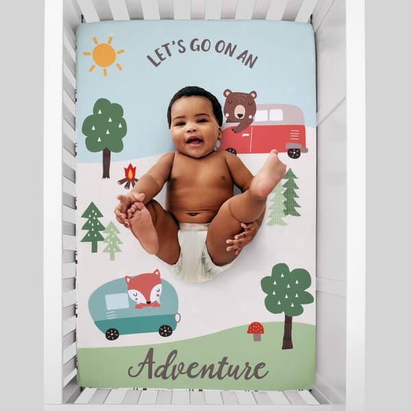 Little Love by NoJo Retro Happy Camper Mini Crib Photo Sheet