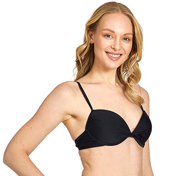 Juniors Cyn & Luca Solid Pearl Twist Front Push Up Swim Top