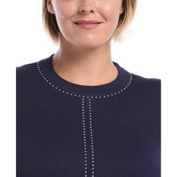 Plus Size Rafaella® Long Sleeve Solid Studded Crew Neck Sweater