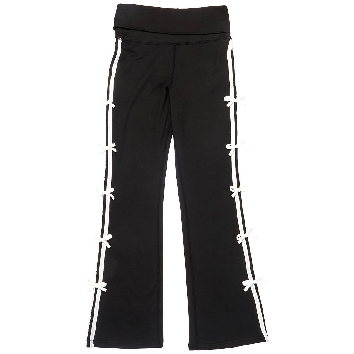 Girls (7-16) No Comment Bow/Stripe Foldover Flare Leggings