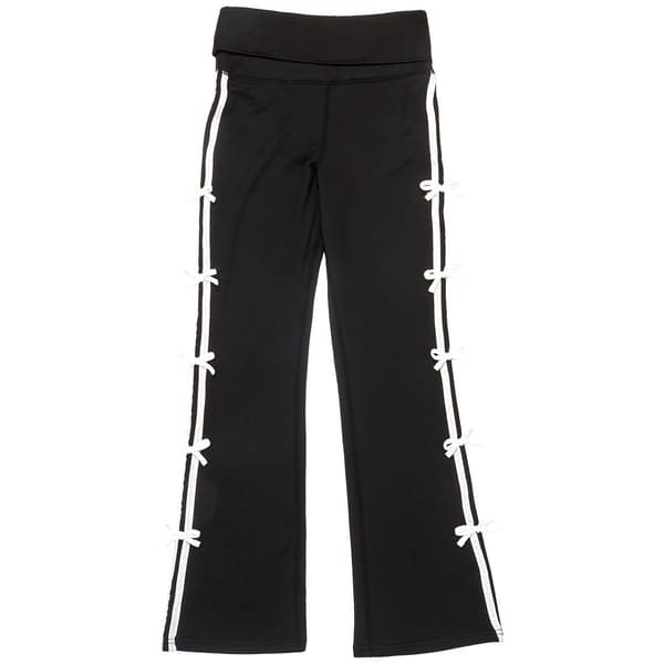 Girls (7-16) No Comment Bow/Stripe Foldover Flare Leggings - image 