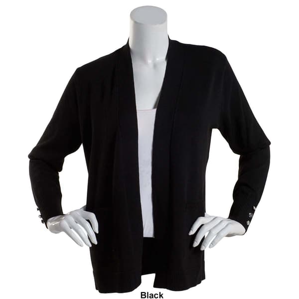 Petites 89th &amp; Madison Rib Detail Cardigan w/2 Pockets