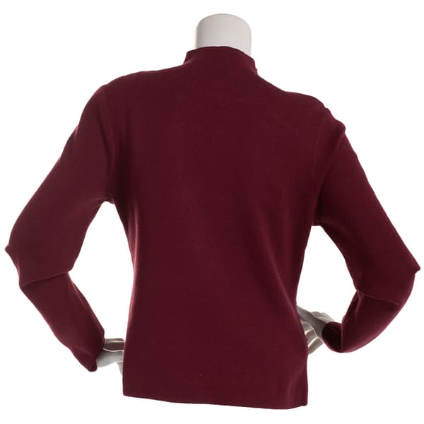 Womens Nicole Miller Long Sleeve Mock Neck Pearl Sweater