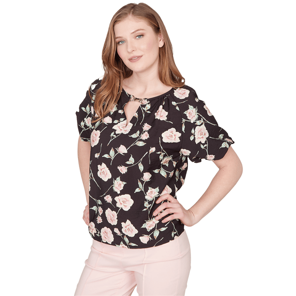 Womens Emaline Enchanted Bloom Keyhole Neck Floral Blouse
