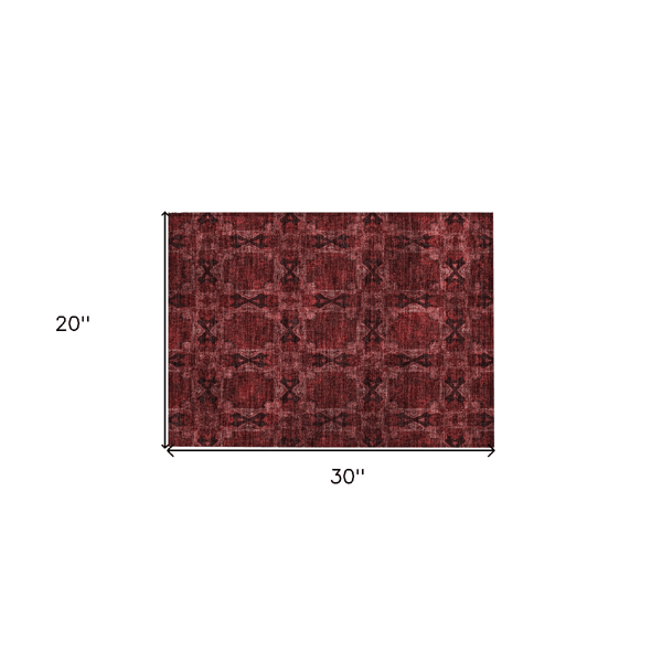 HomeRoots Burgundy & Black Floral Medallion Non Skid Accent Rug