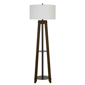 HomeRoots 65in. Brown Tripod Floor Lamp with White Shade - image 1