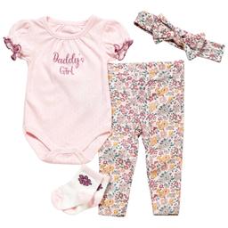 Baby Girl (3-9M) Baby Essentials 4pc. Daddy''s Girl Bodysuit Set