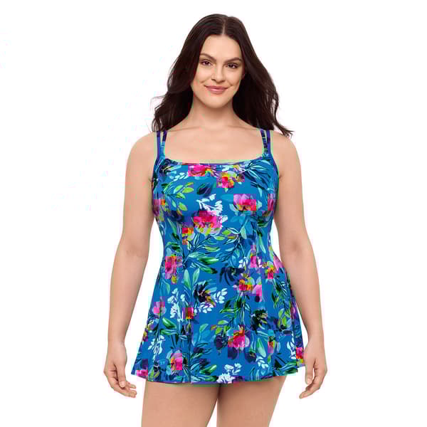 Plus Size Great Lengths Dreamy Island Princess Seam Swimdress