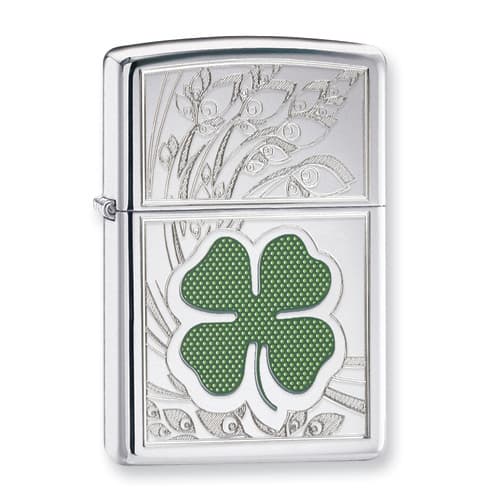 Zippo Four-Leaf Clover Chrome Lighter - image 