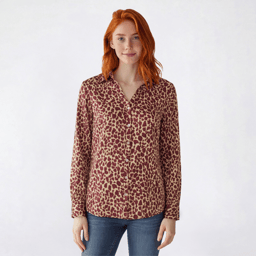Juniors A. Byer Cheetah Satin Button Front Blouse- Cheetah