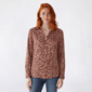 Juniors A. Byer Cheetah Satin Button Front Blouse- Cheetah - image 1