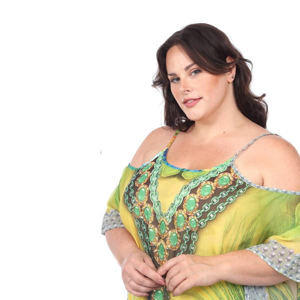 Plus Size White Mark Peacock Caftan Shift Dress