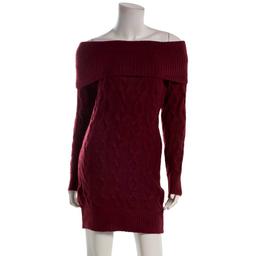 Juniors Madden Girl Marilyn Neck Cable Knit Mini Sweater Dress