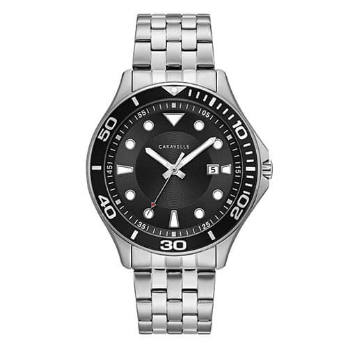 Mens Caravelle Silver-Tone Dive Style Watch - 43B162 - image 