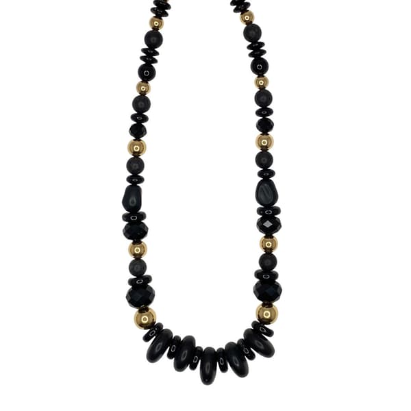 Ashley Cooper&#40;tm&#41; Gold-Tone Round Jet Beaded Necklace - image 