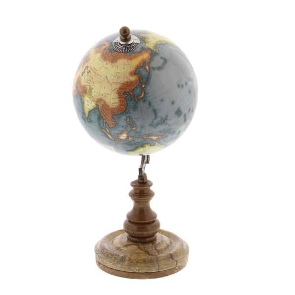 9th & Pike® Brown Marble And Metal Globe