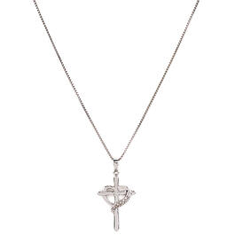 Marsala Fine Silver Plated Heart & Cross Pendant Necklace