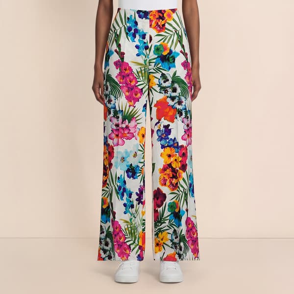 Womens Nicole Miller Elastic Waist Pleated Tropical Floral Pants - image 