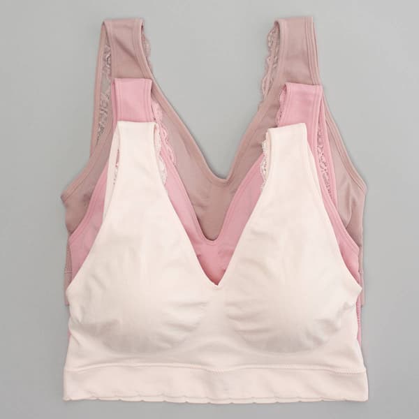 Plus Size Laura Ashley 3pk. Seamless Lounge Bras LS5243-3PKBV - image 